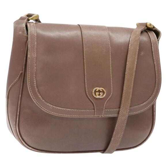 GUCCI Shoulder Bag Leather Beige Gold 001 115 001 115 - Picture 1 of 16
